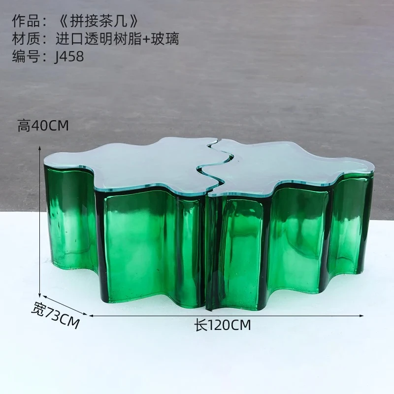 

X-S Living room tea table small apartment coffee table splicing transparent resin acrylic water corrugated coffee table