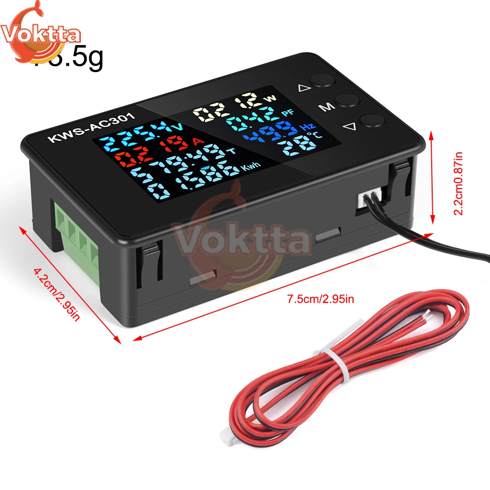 AC 50-300V 0-100A Amperometro Voltmetro 50A/100A Trasformatore Tensione Corrente Tester Energia Elettrica Misuratore di Potenza Monitor di Temperatura
