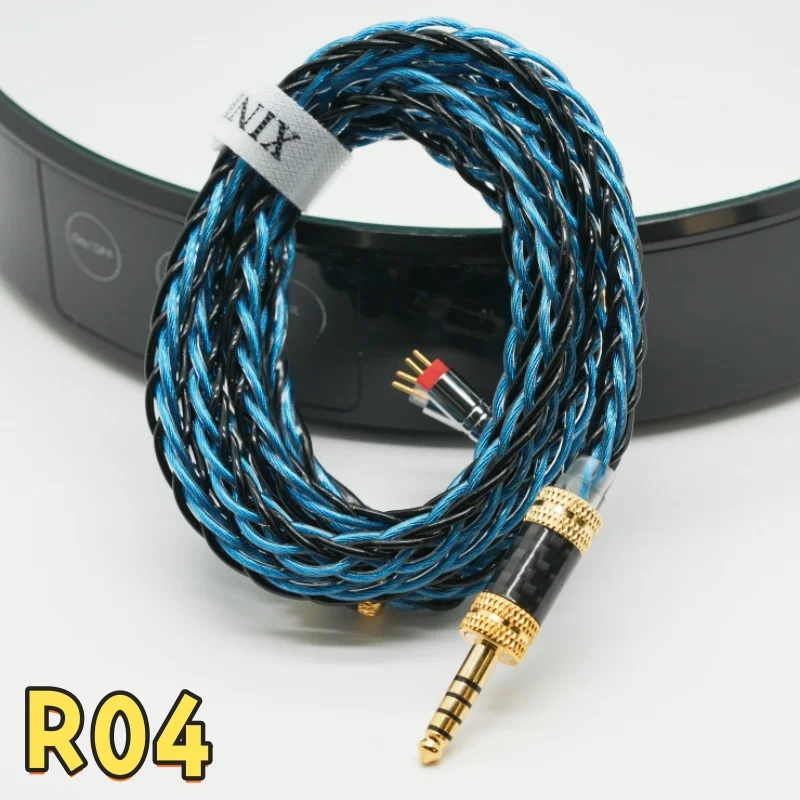 XINHS HIFI R04 8-Core Deep Blue Black Five Element Graphene Hybrid Earphone IEM Cable With3.5mm,4.4mm/ MMCX/IE900/Recessed 2PIN