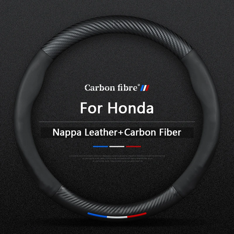 Suitable For Honda Fit Civic Accord Jazz Stream CRV HRV URV Vezel Steering Wheel Cover Leather Carbon Fiber Car Sreering Cover