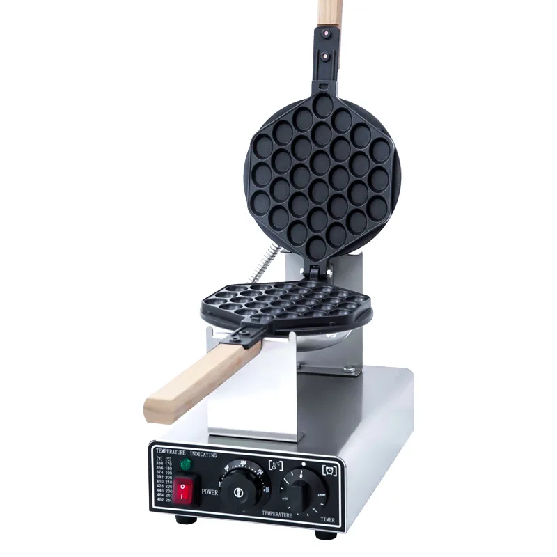Commercial Electric Heating Round Egg Waffle Machine Grid-shaped Pancake Maker Non-stick Pan for Street Vendors Cake Egg Waffle