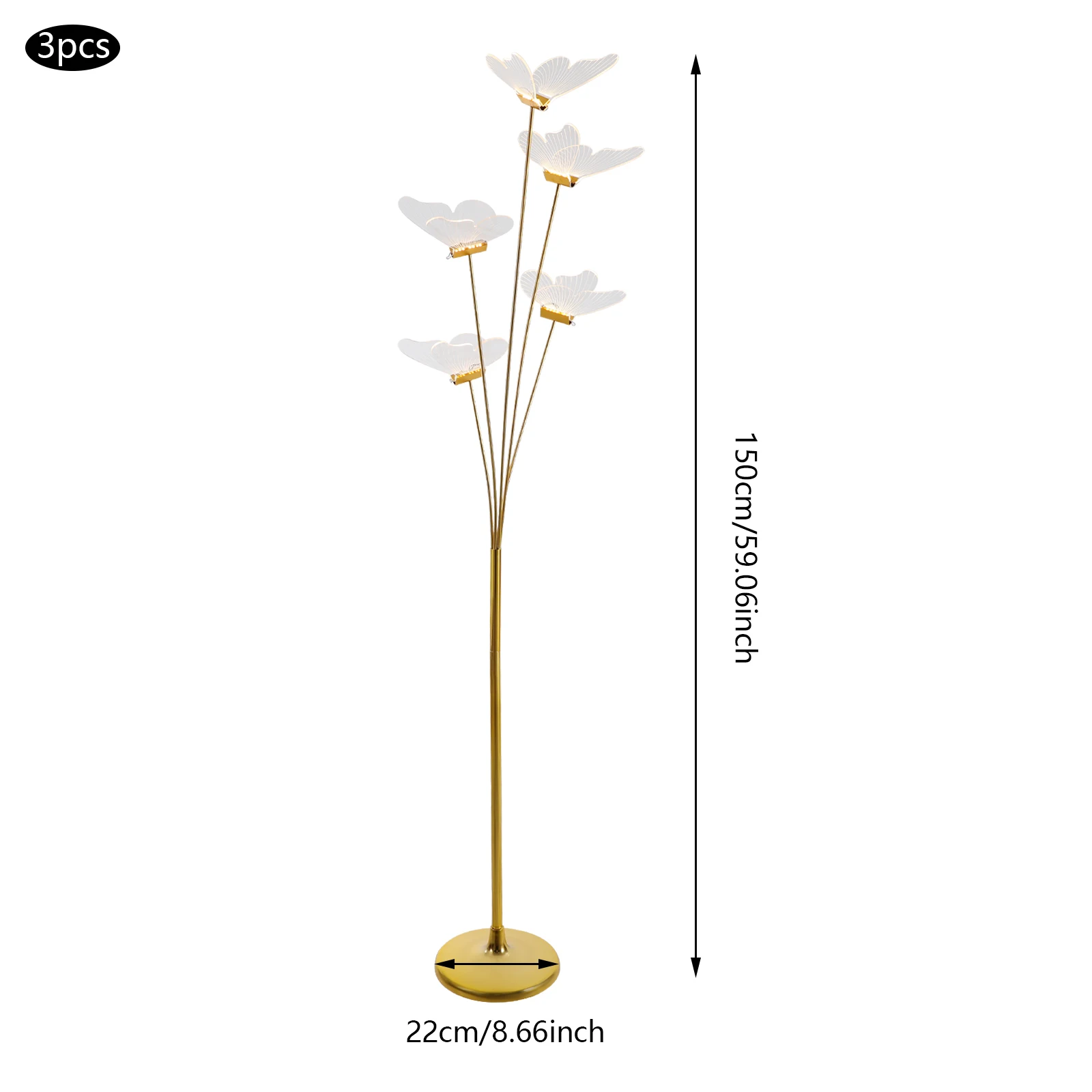 

Set of 3 110V LED Butterfly Standing Lights Modern Landscape Atmosphere Lamp 5*LEDs for Weddings, Birthday Parties, Stages