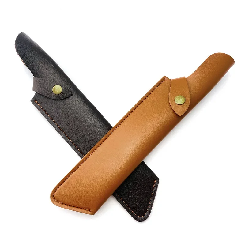 Cow Leather Straight Knife Sheath Portable Cowhide Fixed Blade Straight Knife Scabbard Sheath Storage Bag Holder with Buckle