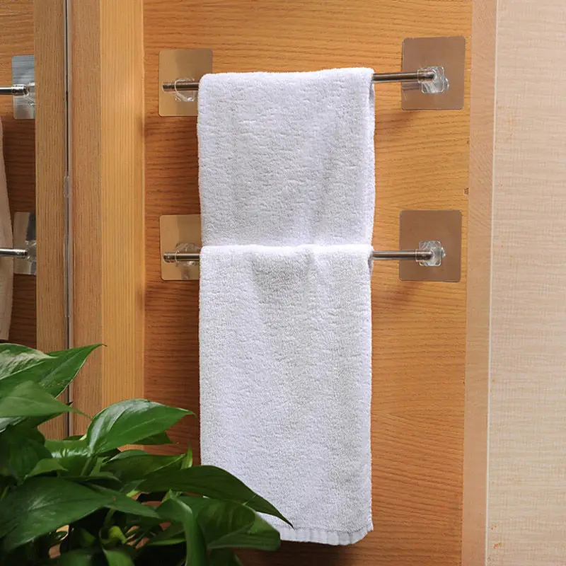 2023 New Single Pole Towel Shelf Non-Punch Multi-Function Household 304 Stainless Steel Bathroom Toilet Simple Rag Hanger