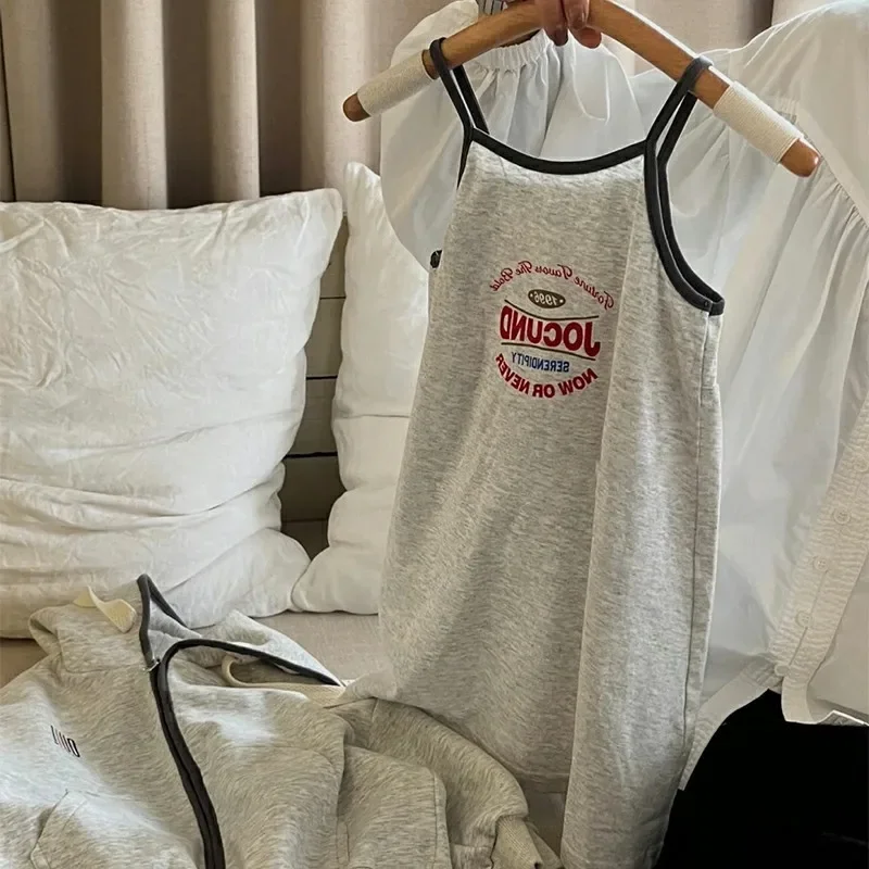 2026 New Summer Toddler Girls Korean Color Block Letter Graphic Sleeveless Cami Dress Stylish Children Daily Dress