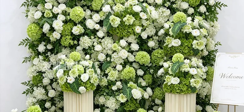 Künstliche Blumenkugel Grün-Weiß Hochzeitstisch-Dekoration Rose Hortensie Blumenarrangement für Party Bankett Event Heim-Deko – Detail 10