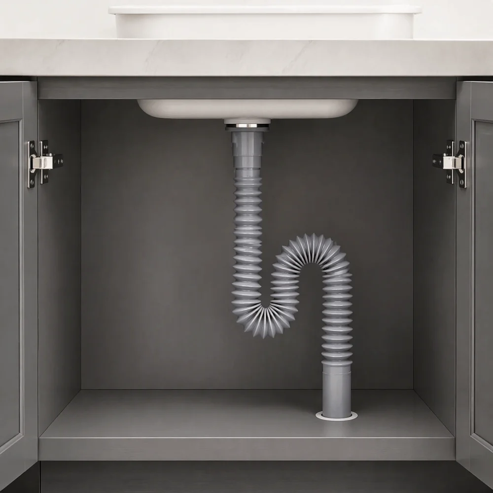2 Pack Plastic Material Drain Hose Expandable Design Flexible Drain Pipe Deodorant Function Corrugated Tube Sink Pipe