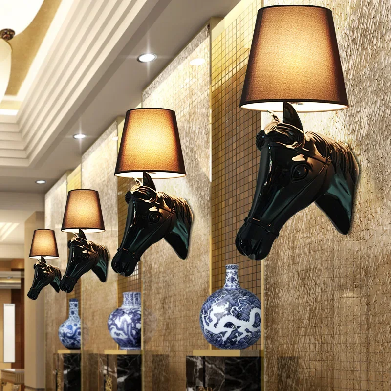 

Horse Head Wall Lamp Hotel Corridor Wall Decoration Club Decoration Bar Aisle Wall Lamp Restaurant Living Room Engineering Lamp