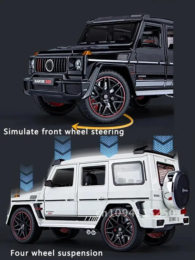 New 1:18 Benz Decoration Alloy Car Model Simulation Sound And Light Car G800 Back Suv Boy Toy Gift Pull Toy Off-Road Collection