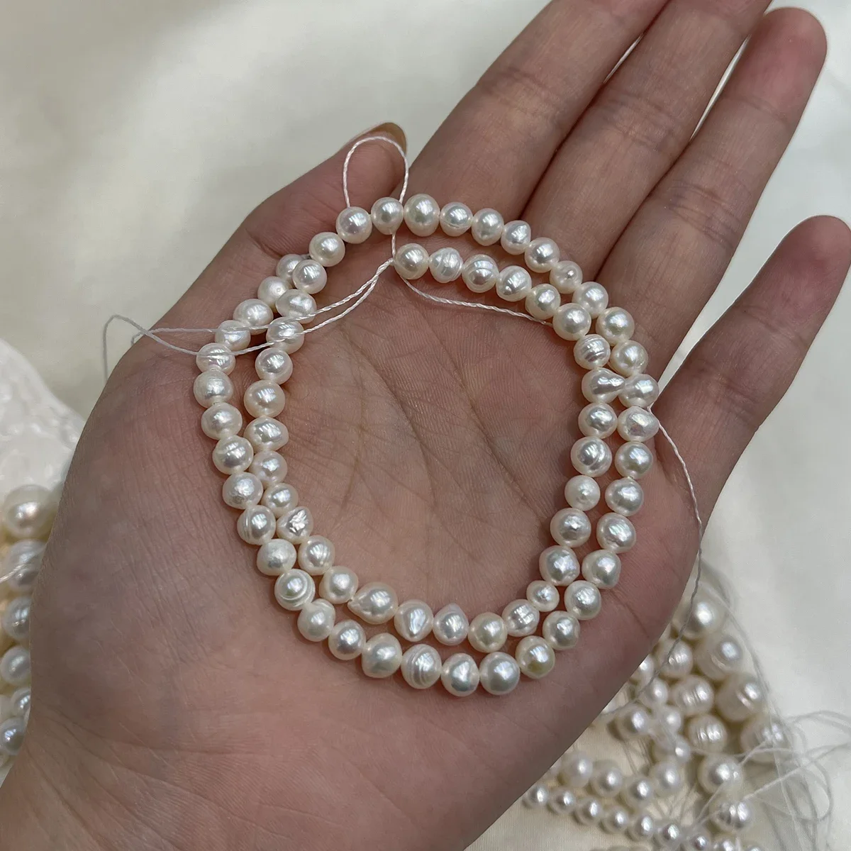 1A 3-11mm Natürliche Süßwasserperlen, nahezu runde Perlen für Schmuckherstellung, DIY-Halsketten, Armbänder, handgefertigte Bastelarbeiten und Accessoires – Detail 5