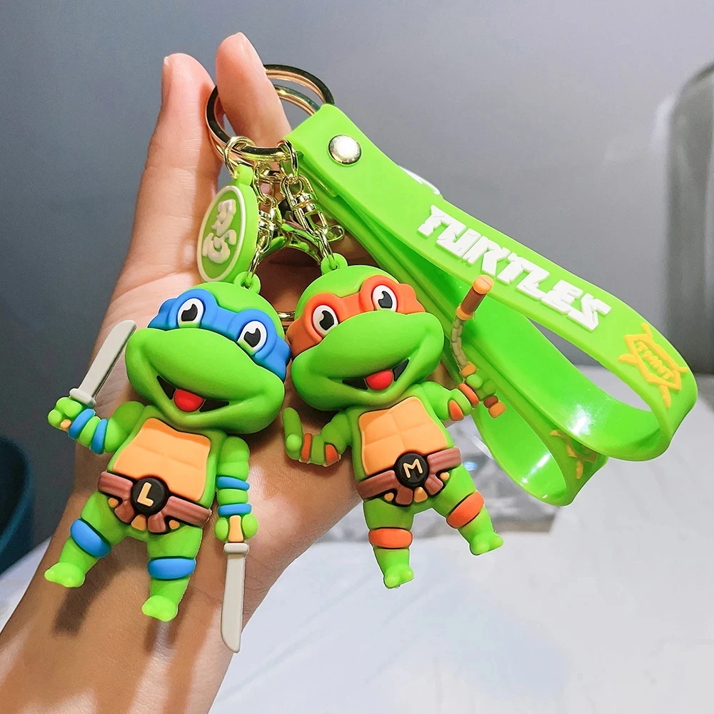 Anime Ninja Turtle Figure Keychain Teenage Mutant Ninja Turtles Raphael Donatello Doll Keyring Car Key Bag Ornament Gift