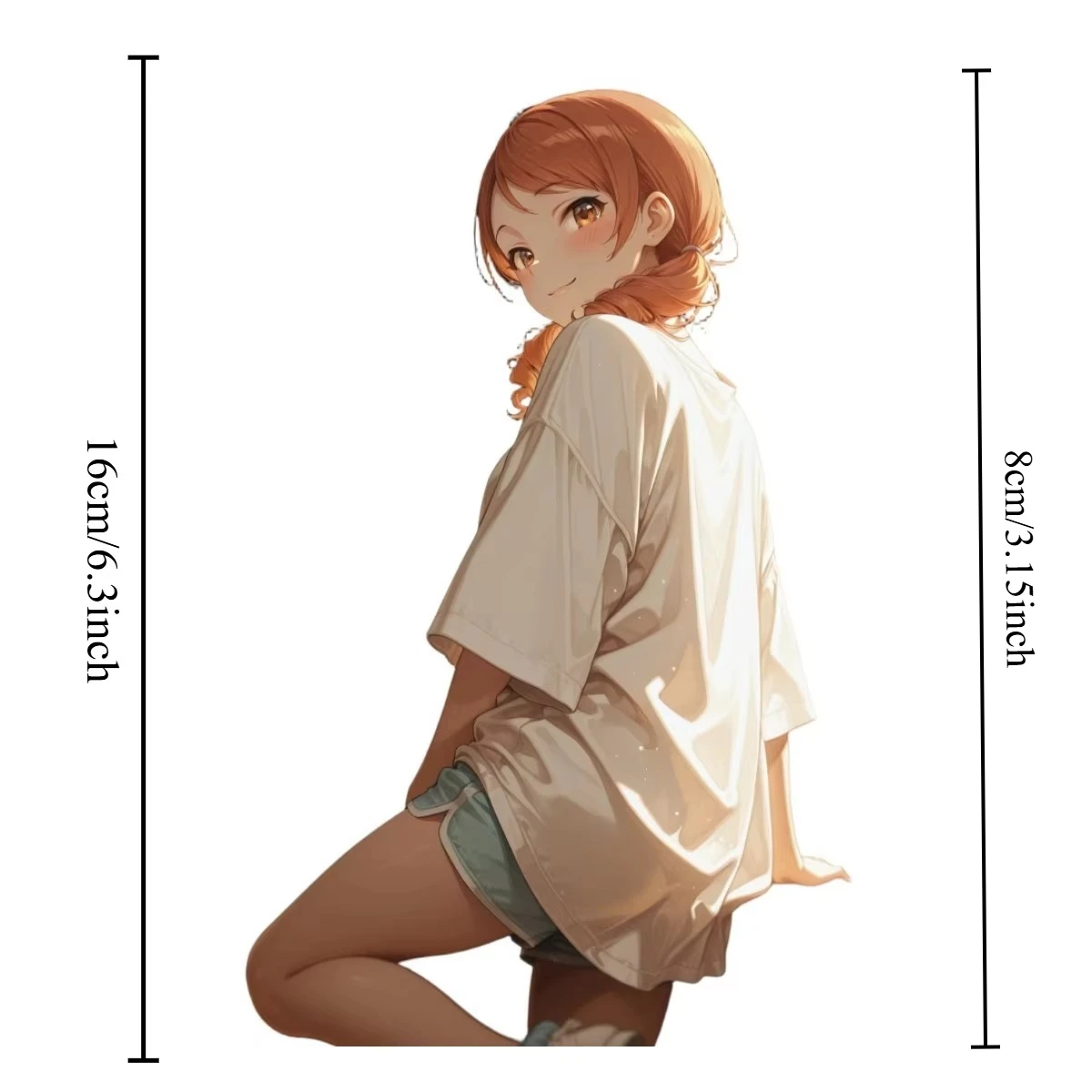 Cute Orange‑Braids Anime Girl 2D Flat Vinyl Waterproof Sticker Decal for Car Bumper Window Motorcycle Helmet Laptop Decor