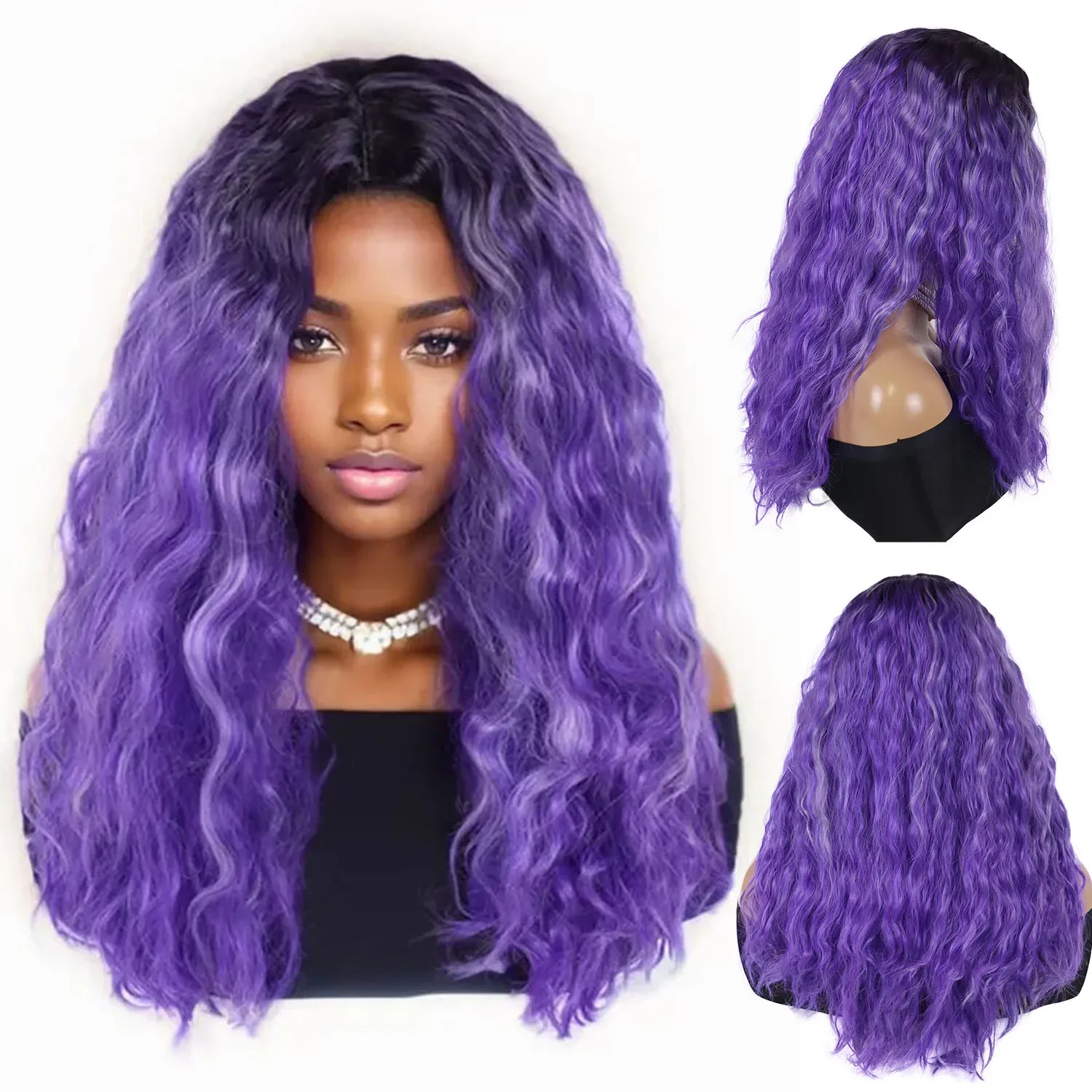 Synthetic Hair Long Wig Big Volume Purple Wigs for Women Drag Queen Wig Cosplay Costume Party Hairstyles Roleplay Coser Girls