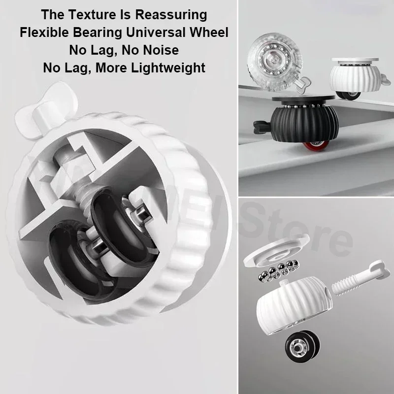 360 ° الأثاث الدوار بكرة صامتة مع الفرامل ذاتية اللصق عجلات دوارة عالمية من الفولاذ المقاوم للصدأ الملحقات المنزلية #5