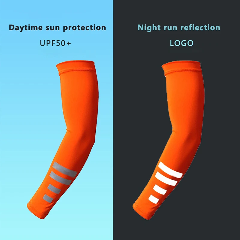 2PCS Summer Sun UV Protection Women Arm Sleeves Reflective Night Cycling Running Arm Warmers Cover Men Sports Armguards Cuff image 3