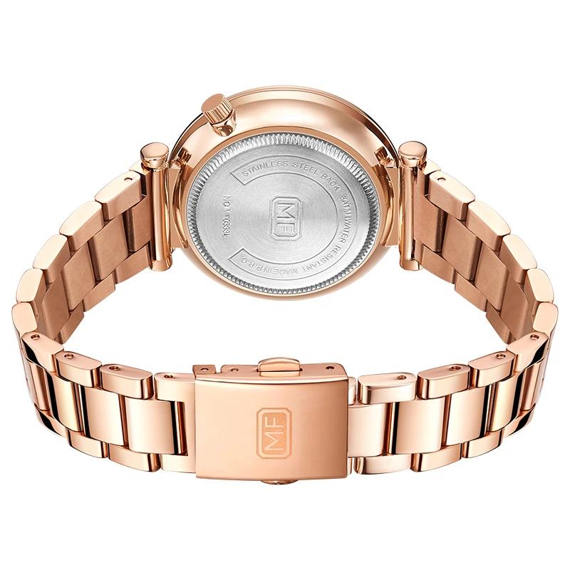 Mini Focus MF0333L Elegant Luxury Women Quartz Watches Black Stainless Steel Band Waterproof Analog Watch
