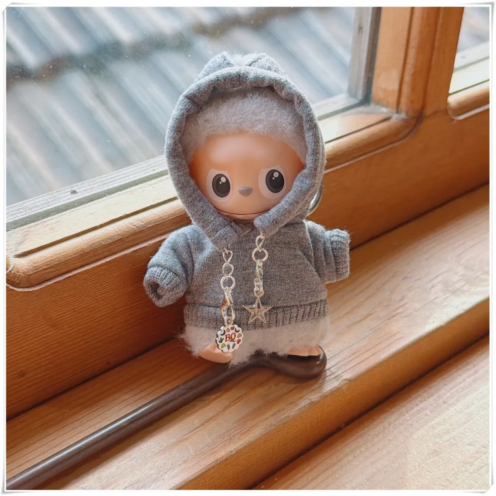 

For 10CM Labubu 4.0 Doll Clothes One-piece Hoodie Dress Up Dolls Accessories Sitting Party Christmas Birthday Gift Toys