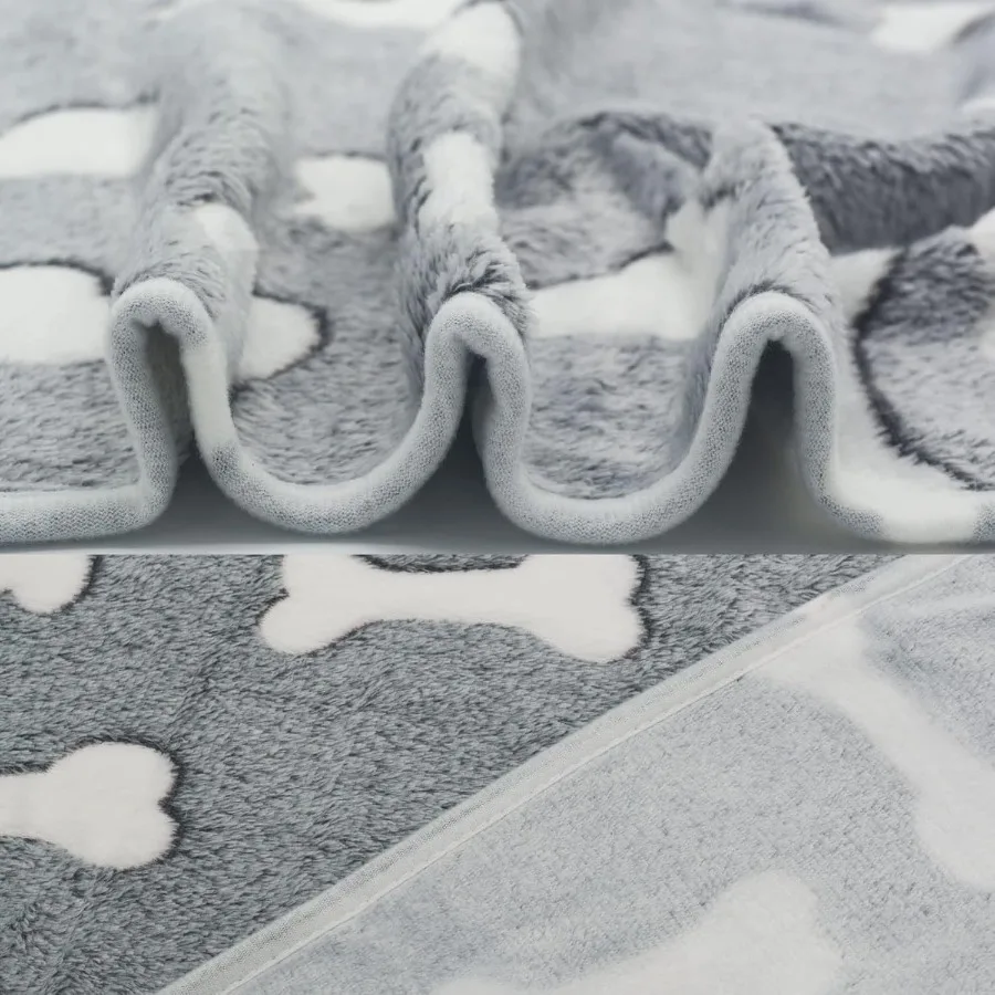 1 упаковка, 3 одеяла для щенков, супермягкий теплый коврик для сна, серое милое одеяло с принтом, пушистое флисовое одеяло для домашних животных, фланелевые одеяла для собак