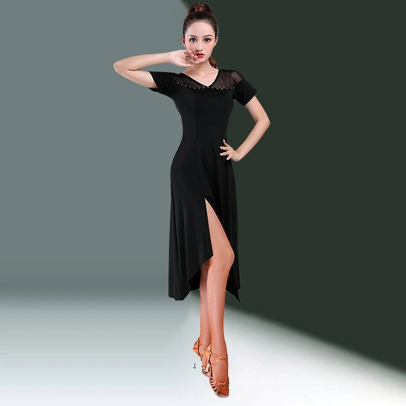 Sexy Line Dance Clothing Women Black Skirts Stage Costume Modern Dance Dress Dancetop Long Dresses Samba Wear Clothes Skirt Use