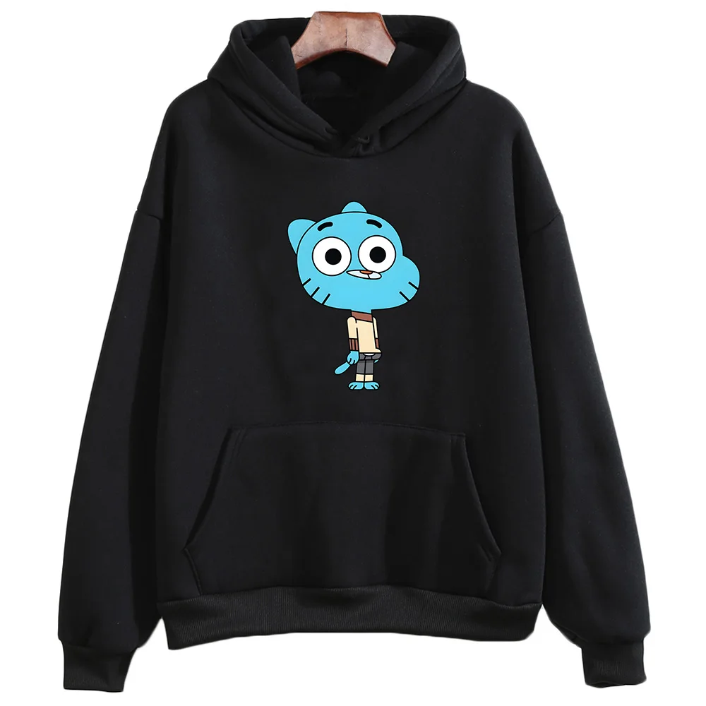 Gumball Wattersonn Blue Cat Print Sweatshirts Cute Anime Hoodies Feamle/male Casual Pullovers Autumn Fleece Clothing Brand Tops