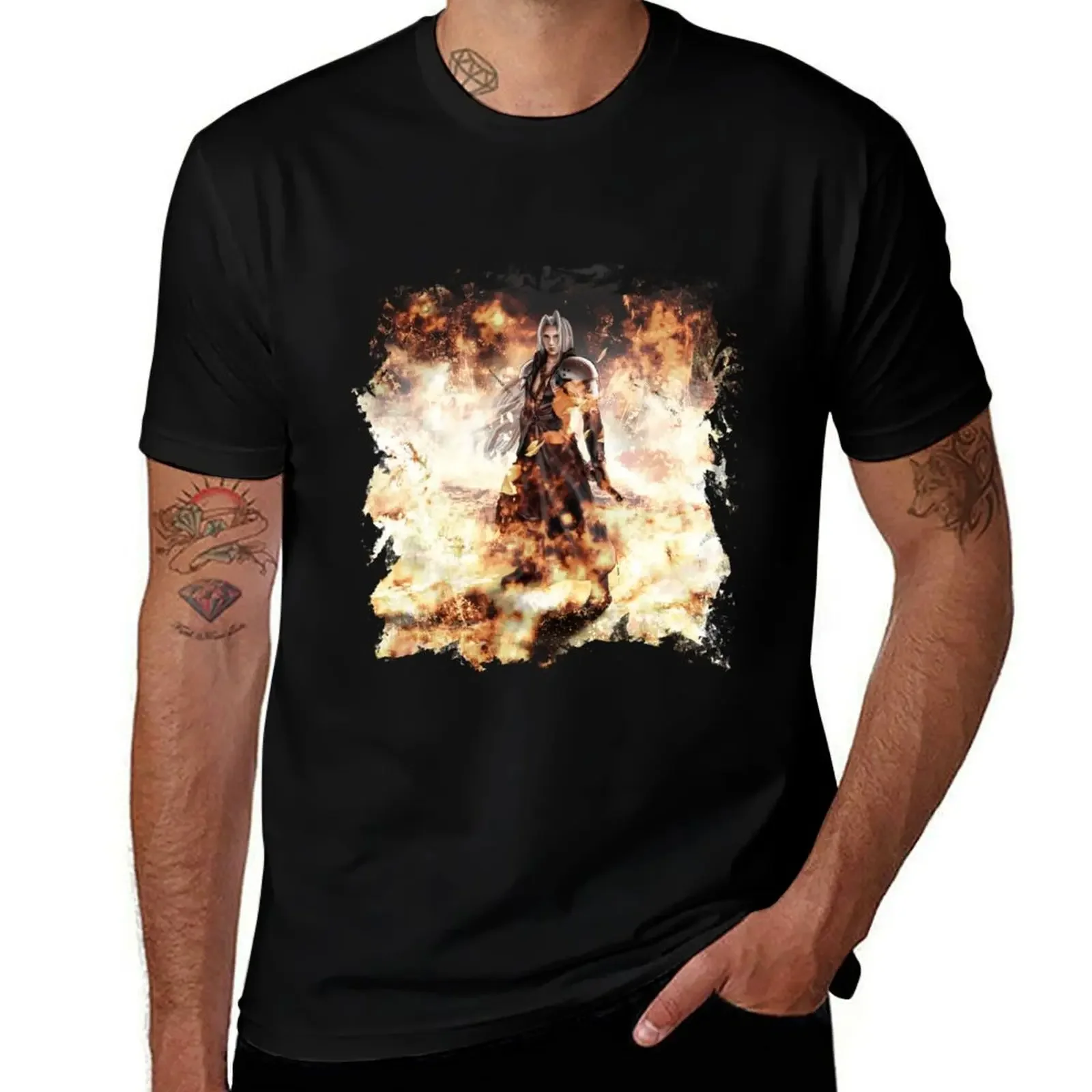 

NIbelheim accident, Sephiroth in Flames T-Shirt blanks heavyweights plus sizes mens champion t shirts