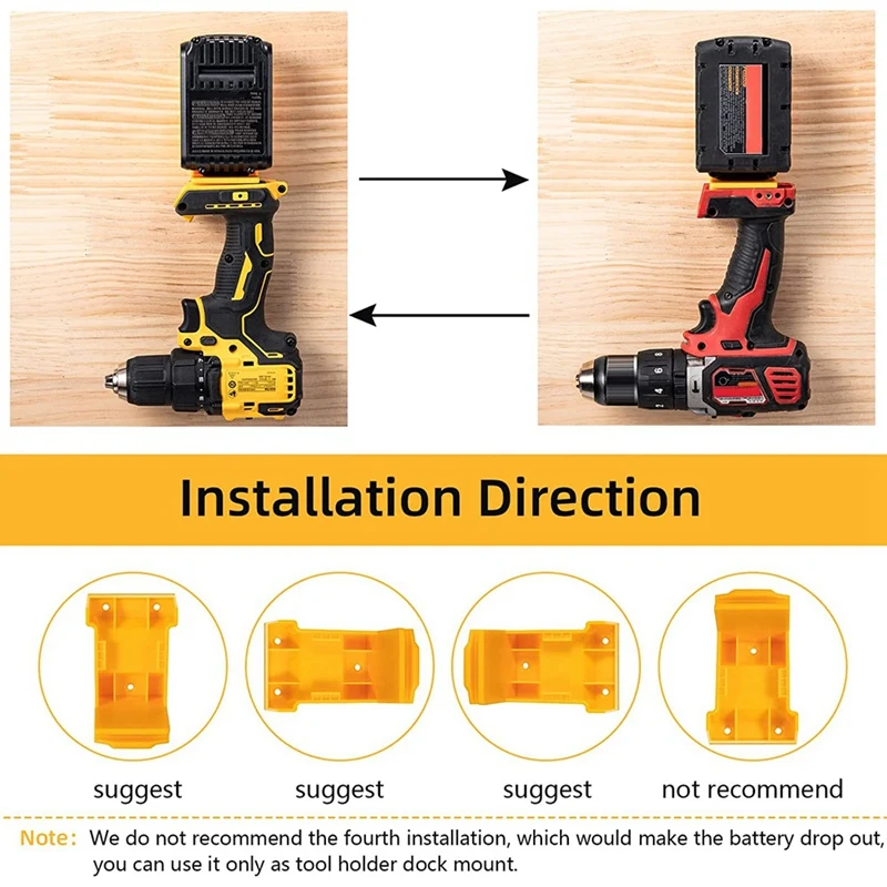 4 Packs Tool Mount For Dewalt 18V,20V Drill, Battery Holder For Dewalt 20V Battery MOUNTS/Hanger/Dock Holder