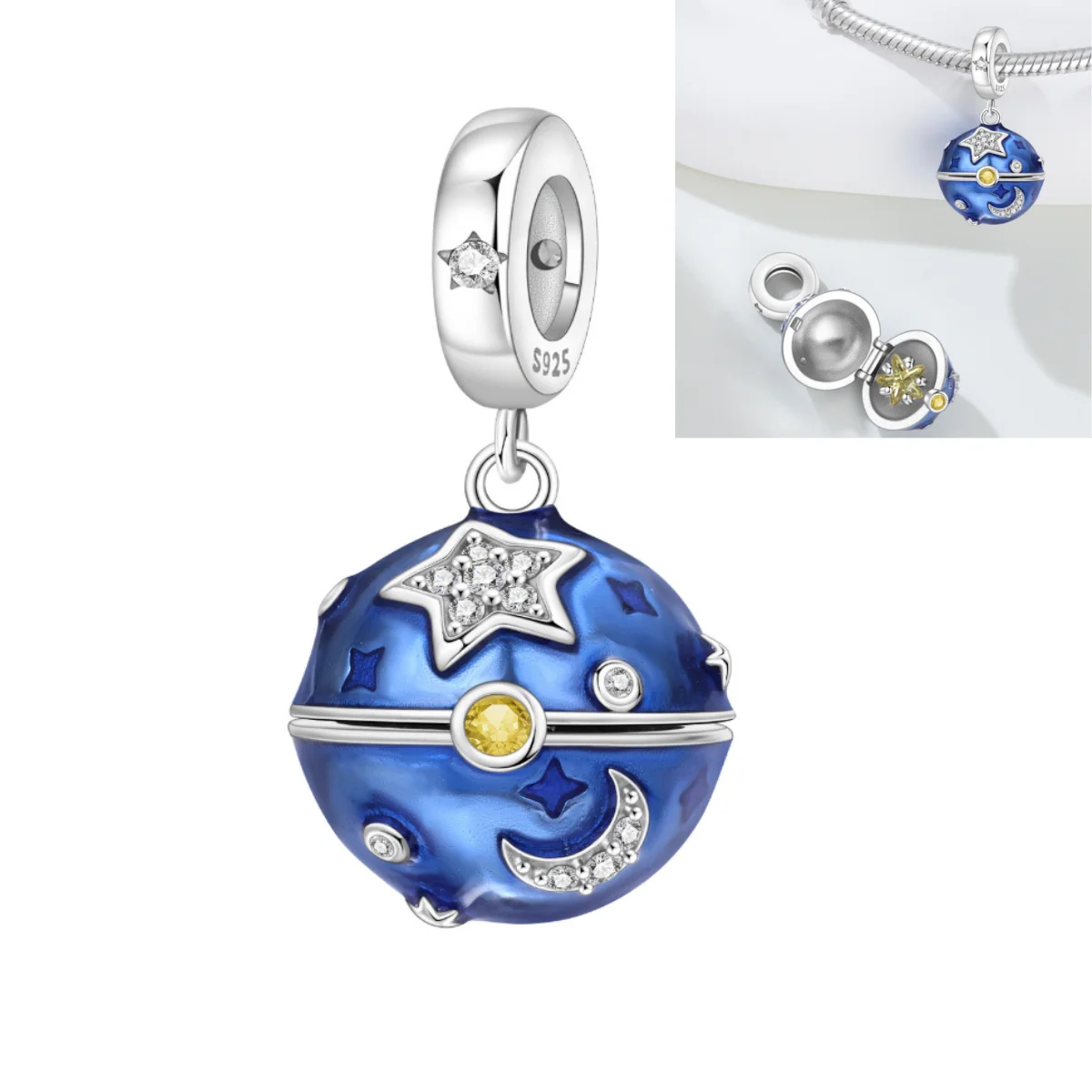 

Orstarry 925 Sterling Silver Adjustable Planet Pendant Beads Original Pendants Bracelet Charm Jewelry Party DIY Trendy Gift