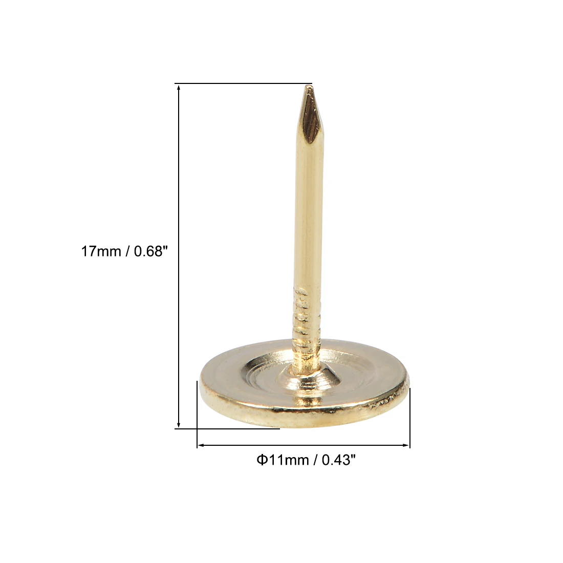 uxcell 100-200pcs Flat Head Furniture Nails Pins Upholstery Nails Tacks 11mmx17mm Silver/Gold/Bronze Tone