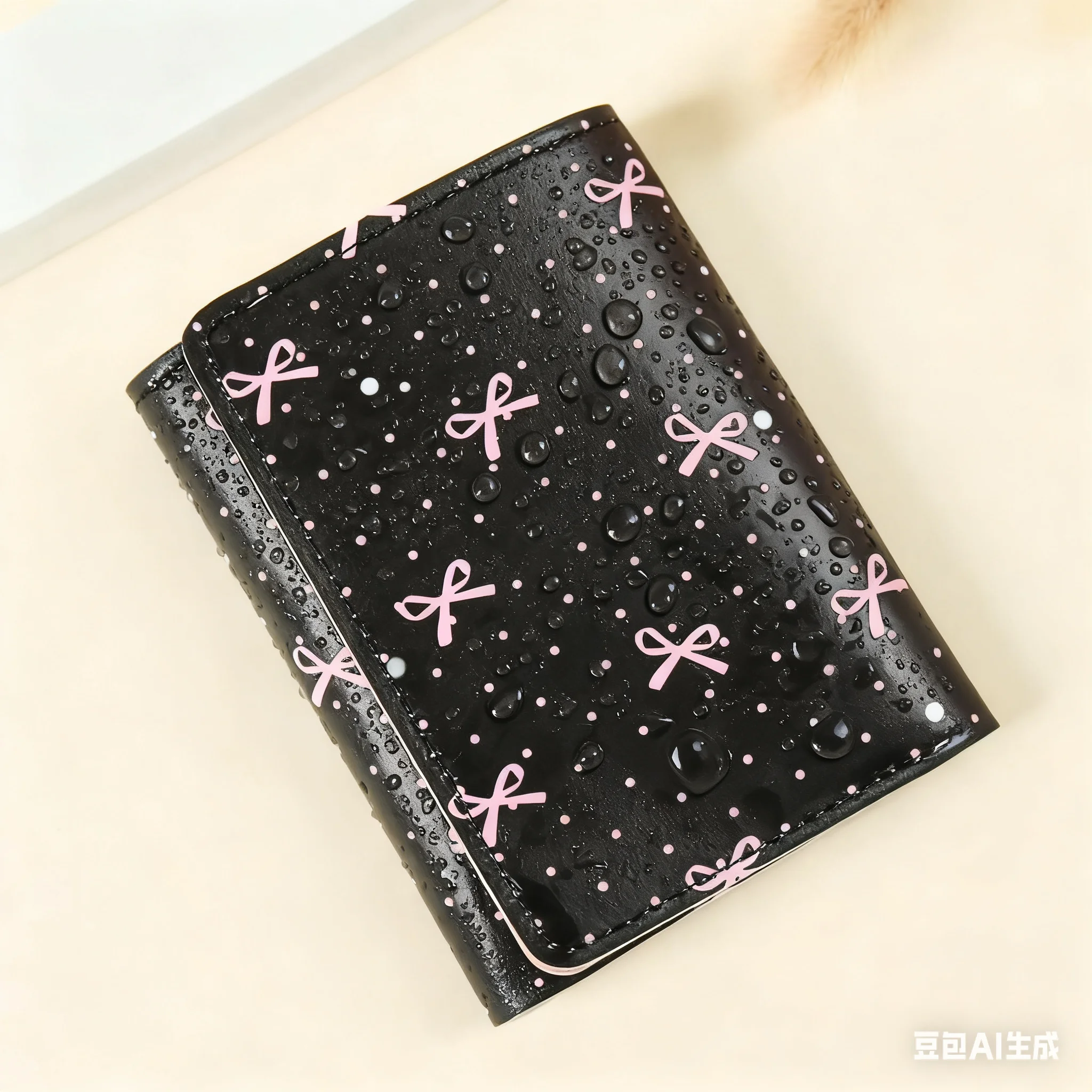 Cute Bow Wallet Floral Pattern Three fold Card package Clip Card Holder Christmas Gift go shopping Casual Use Everyday Carry