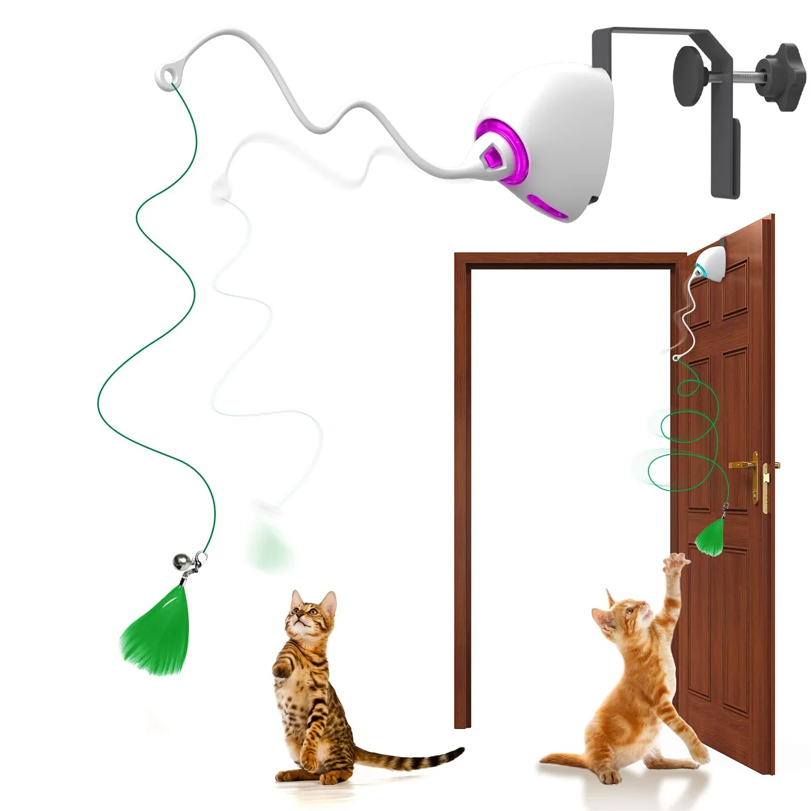 

Cat Toy Rope Automatic Teaser Cat String Toys Hanging Door Interactive Kitten Game Toy Random Swing Cat Catching Sticks Plush