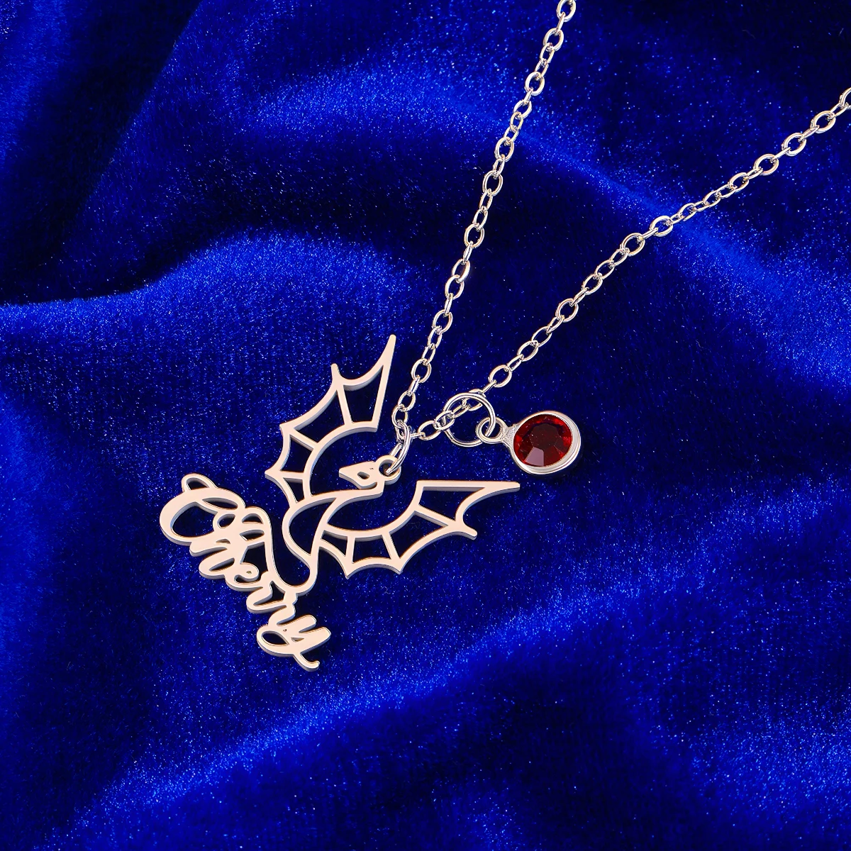Todorova Customized Name Flying Dragon Stainless Steel Pterosaur Pendant Necklace for Women Men Lovers Party Jewelry Gift Choker