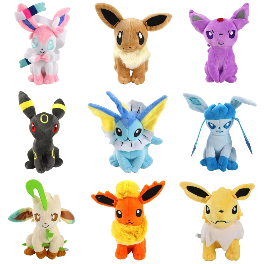 9pcs/lot Pokemon Eevee Plush Toy Doll 20cm Sylveon Vaporeon Espeon Umbreon Glaceon Leafeon Flareon Jolteon Plush Stuffed Toys