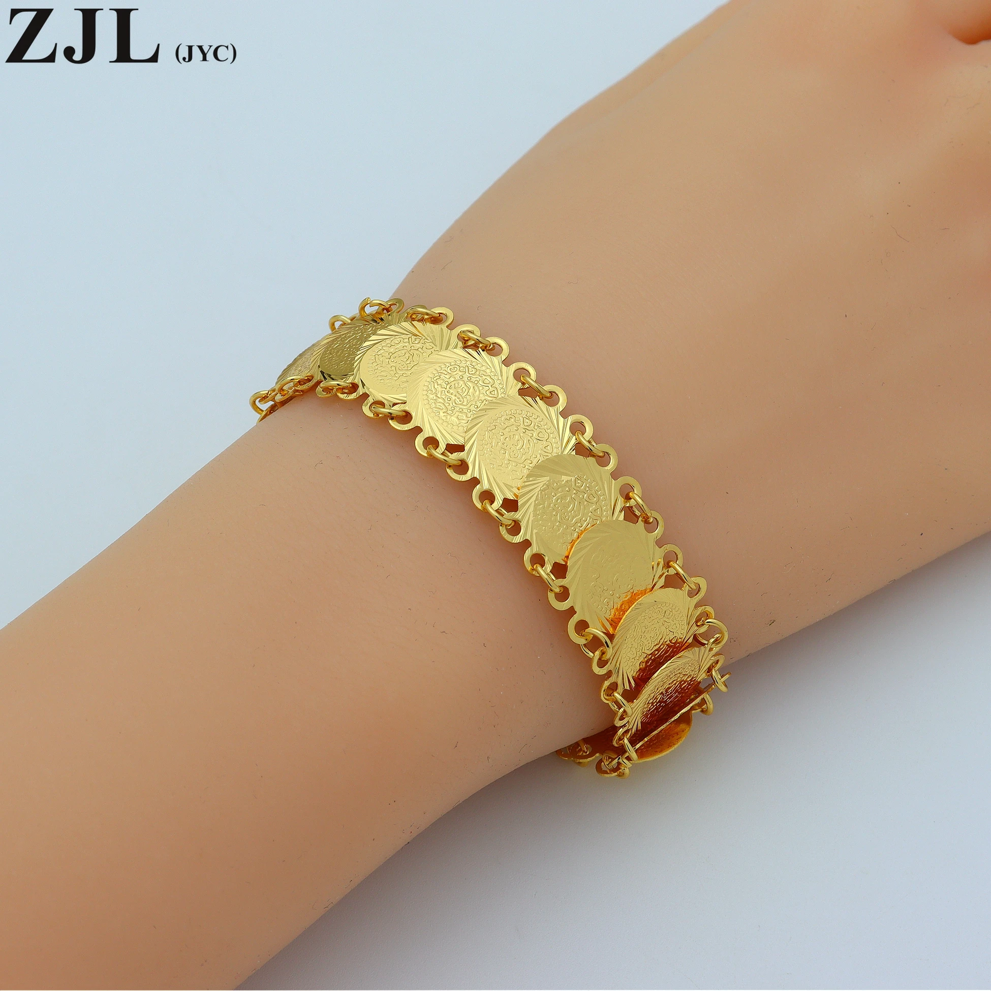 Islam Money 18K Gold Plating Coin Bracelet Gold Color Unisex Arab Middle Eastern Charm Bracelet Jewelry