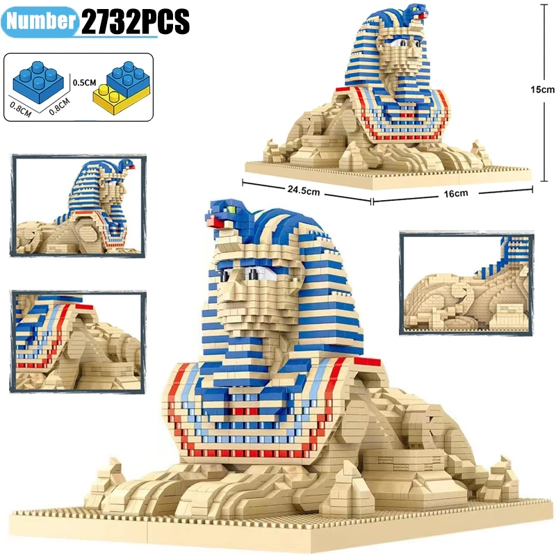 

Street View Egypt Pharaoh Sphinx Desert Monster Mini Diamond Building Blocks Pyramids Model Bricks Toys For Children Gift MOC