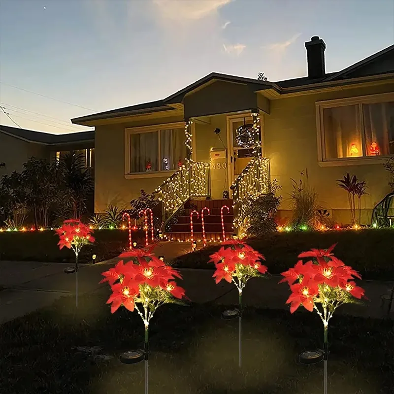 Simulated Flower Solar Light Magenta Landscape Decoration Balcony Garden Lighting LED Outdoor Courtyard Party Decoration Light image 3