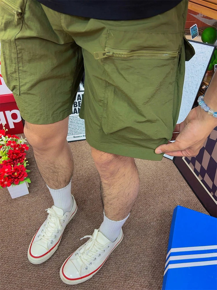 

Мужские функциональные рабочие шорты цвета хаки, летние, тонкие, быстросохнущие, с большими карманами, для активного отдыха, длиной до колена