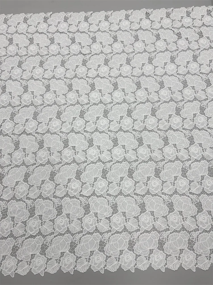 Nigerianische Luxus-Spitzenstoffe 2026 Hochwertige Wasserlösliche Bestickte Modische Weiche Weiße Spitze 5 Yards – Detail 11