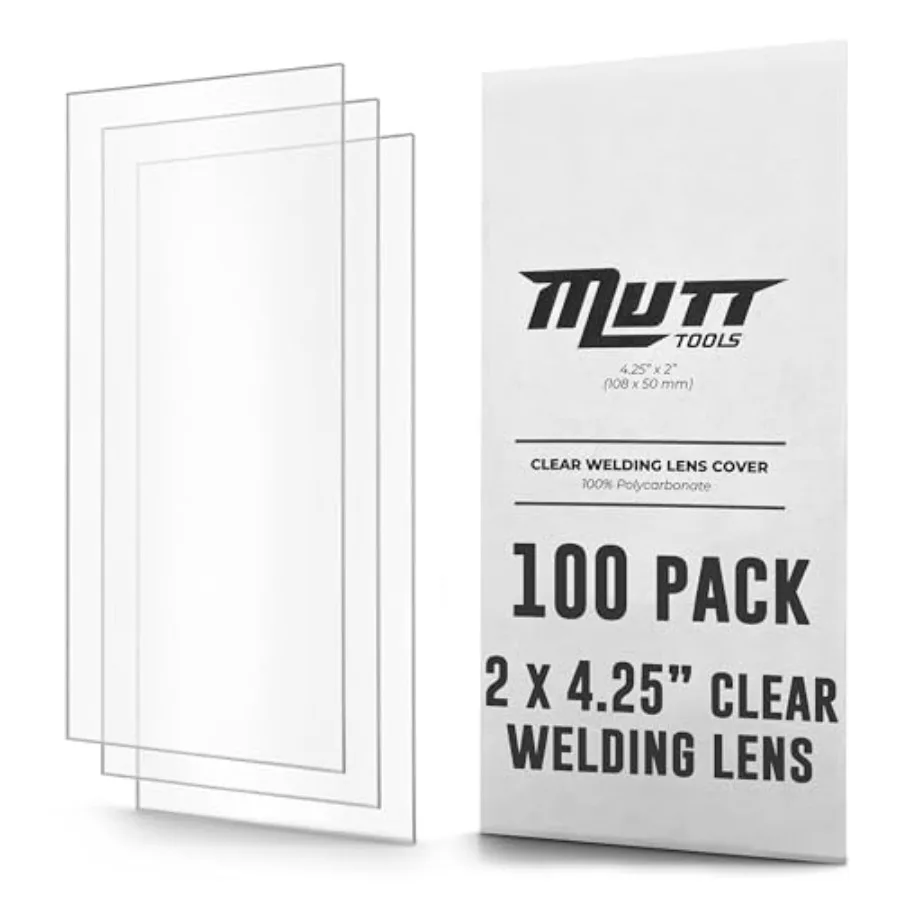 

Набор из 100 прозрачных сварочных линз Mutt Tools, 2x4.25 дюйма, толщина 0.04 дюйма, прозрачные сварочные линзы 2x4, подходят для большинства стандартных шлемов 2x4-1/4 дюйма.