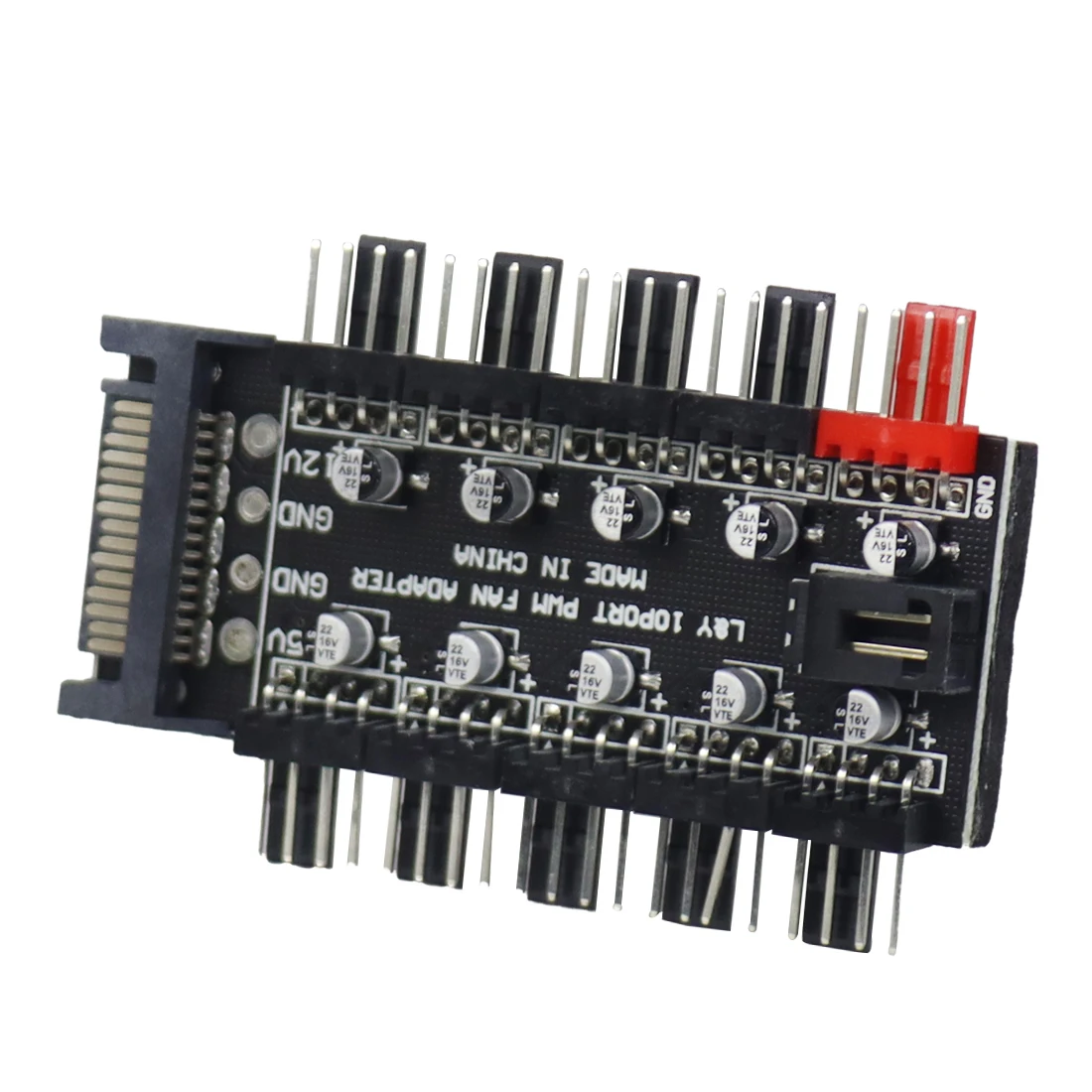 PWM Fan Hub 1 to 10 Sata Molex Cooler Cooling 4Pin Fan Splitter Cable 12V Fan Speed Controller Adapter with LED For Miner Mining