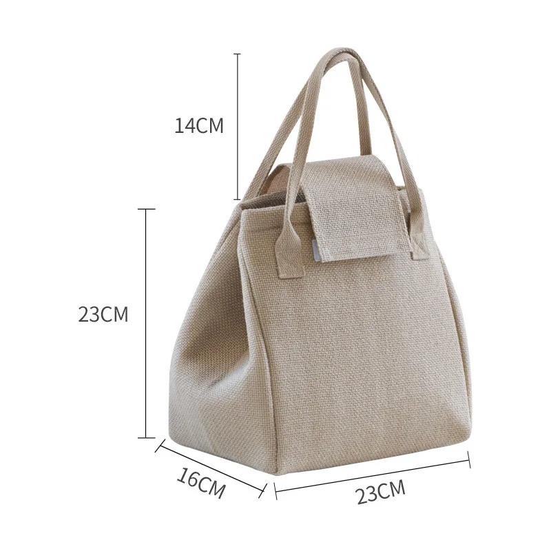 Large Capacity Jute Insulated Lunch Bags Women Kids Thermal Bento Box Tote Portable Food Bag Dinner Container for School Picnic