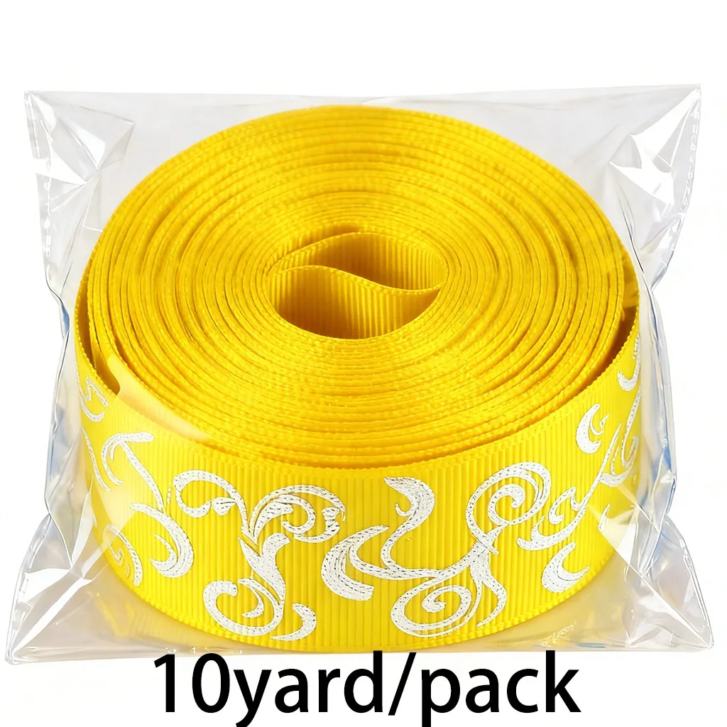 (10 yards/roll) Bianco stampa a Caldo del fiore del nastro del grosgrain FAI DA TE regalo di nozze nastri all\'ingrosso