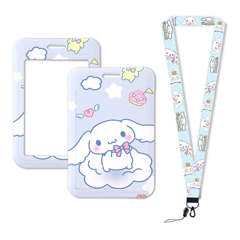 W Sanrio Cartoon Card Holder Anime Cinnamoroll Card Protective Cover Kawaii Photo Student Meal Card Holder Pendant