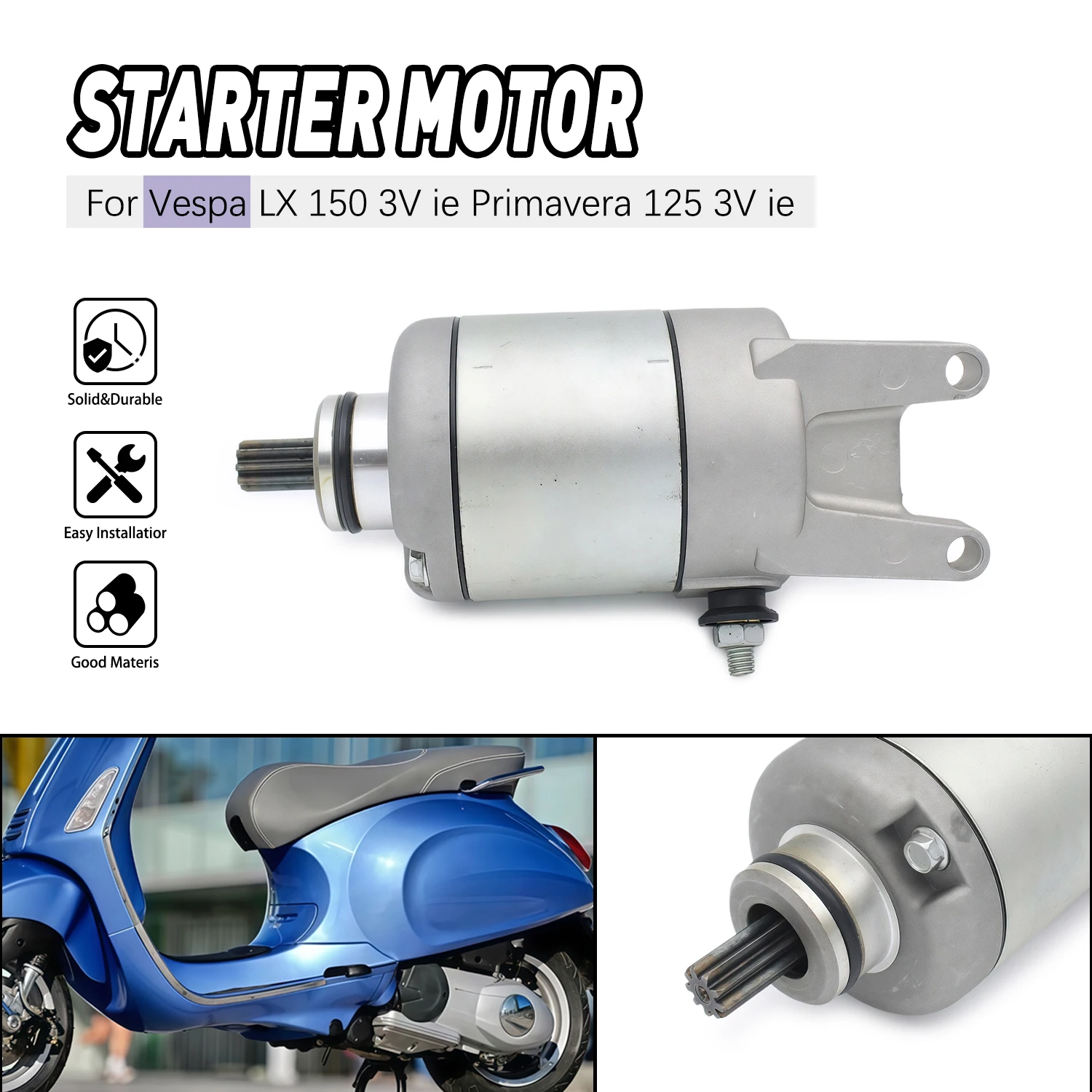 Accessories Engine moto Starter Motor For Vespa LX 150 3V ie 2012-2013 LX 125 3V ie 2012-2014 250 X7 Motorcycle Engines 7002687