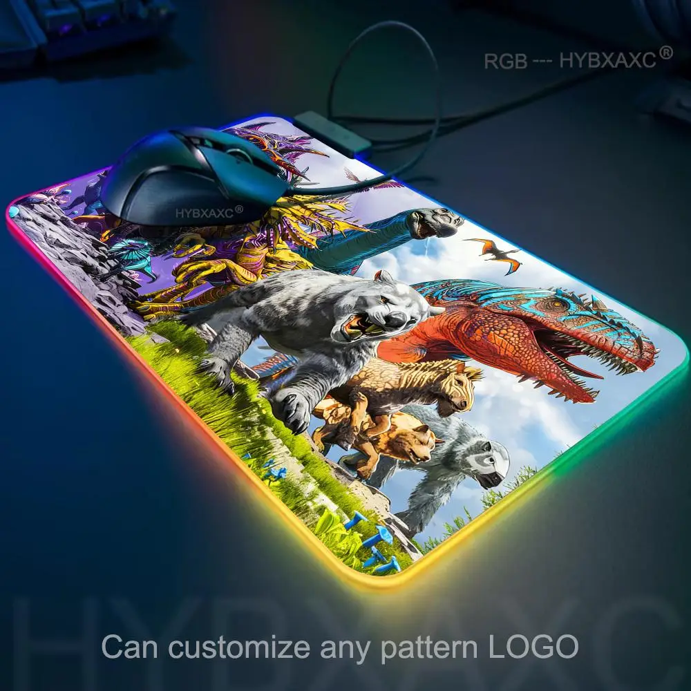

Коврик для мыши RGB LED Ark Survival Evolved, большой игровой коврик для мыши, коврик для клавиатуры, настольный коврик для геймеров, для ноутбука, с изображением динозавра HYBXAXC