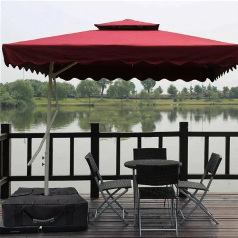 Black Outdoor Patio Umbrella Base Stand Portable Umbrella Parasol Heavy Weight Bag Detachable Wind-Proof Fixing Sandbags