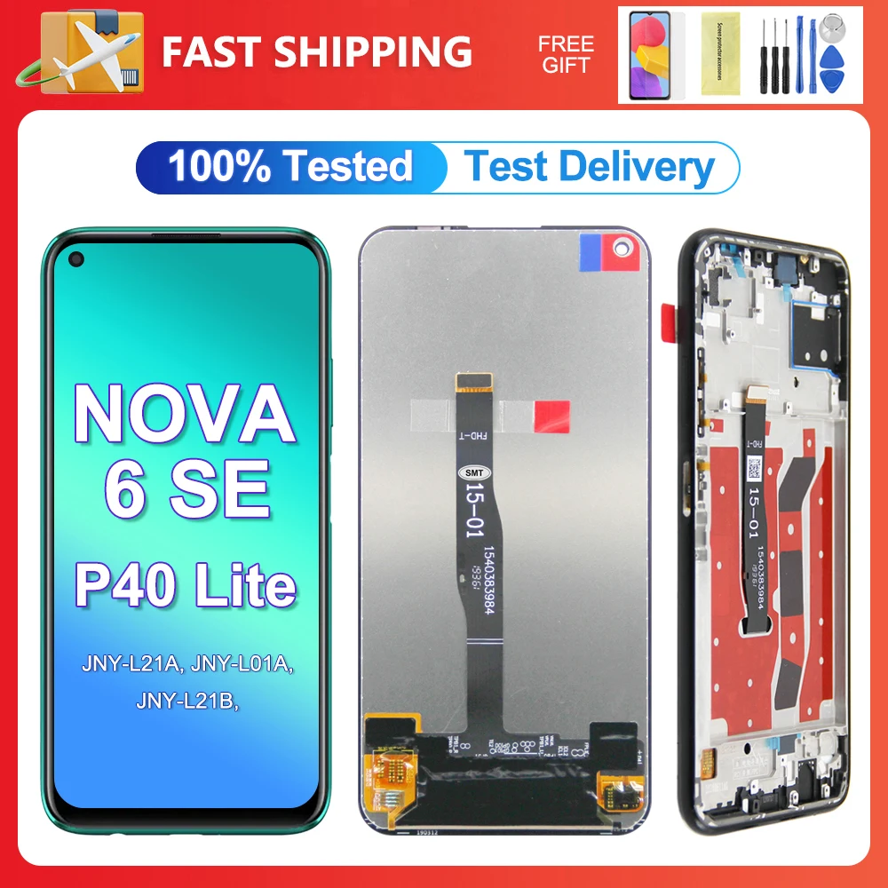 For HUAWEI P40 Lite 6.4''For Nova 7i Nova 5i Nova 6 SE JNY-LX1 LCD Display Touch Screen Digitizer Assembly Replacement