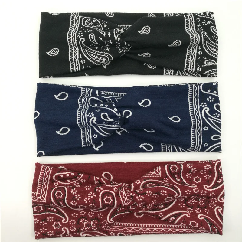 Solid Cross Headbands for Woman New Hairband Print Elastic Sports Yoga Headband Headwear Retro Girls Hair Band Hair Accessories