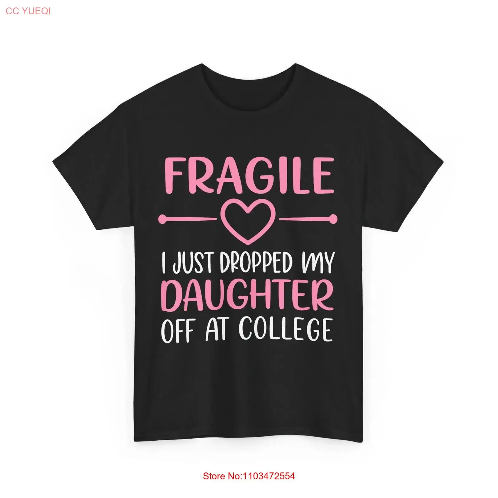 T-shirt « Fragile I Just Dropped My Daughter Off at College Parents » vintage, lavé, doux et respirant, pour un usage quotidien décontracté