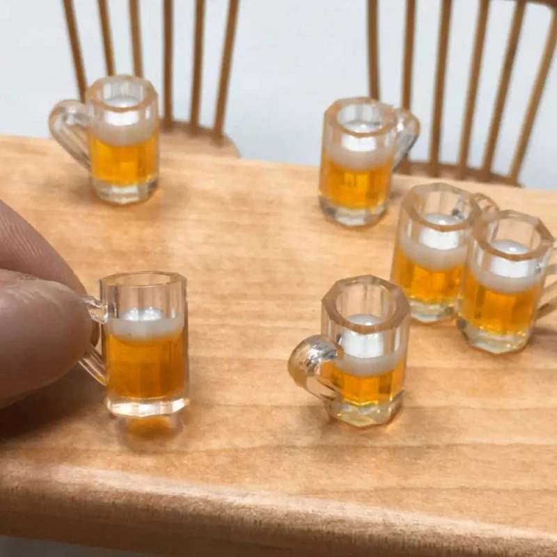 

10Pcs/set DIY Simulation Beer Mug Miniature Beer Glass Resin Jewelry Accessories Mini House Decor Dinnerware Dropshipping