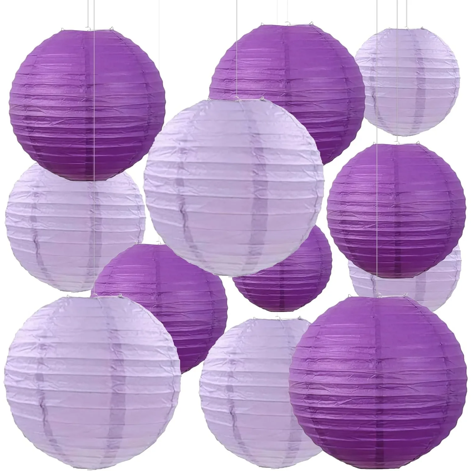

20 шт. лавандовые и светло-фиолетовые круглые бумажные фонарики для свадьбы, дня рождения, украшения дома, свадебный душ